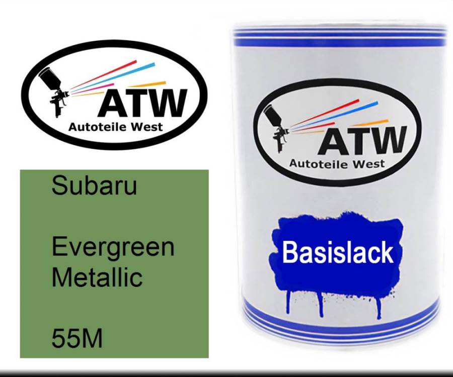 Subaru, Evergreen Metallic, 55M: 500ml Lackdose, von ATW Autoteile West.